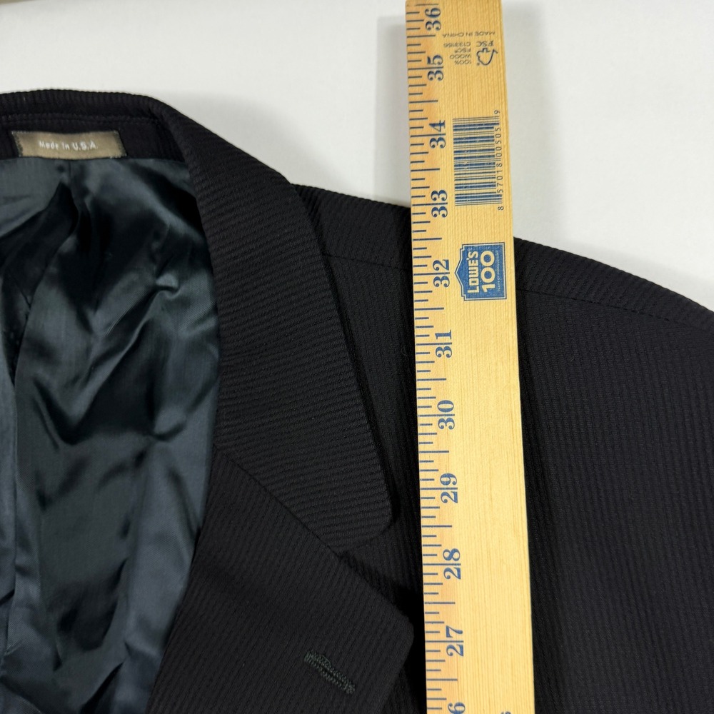 Vintage Calvin Klein Mens 48R Blazer Black Textured Ribbed Wool 3 Button USA - Picture 11 of 12